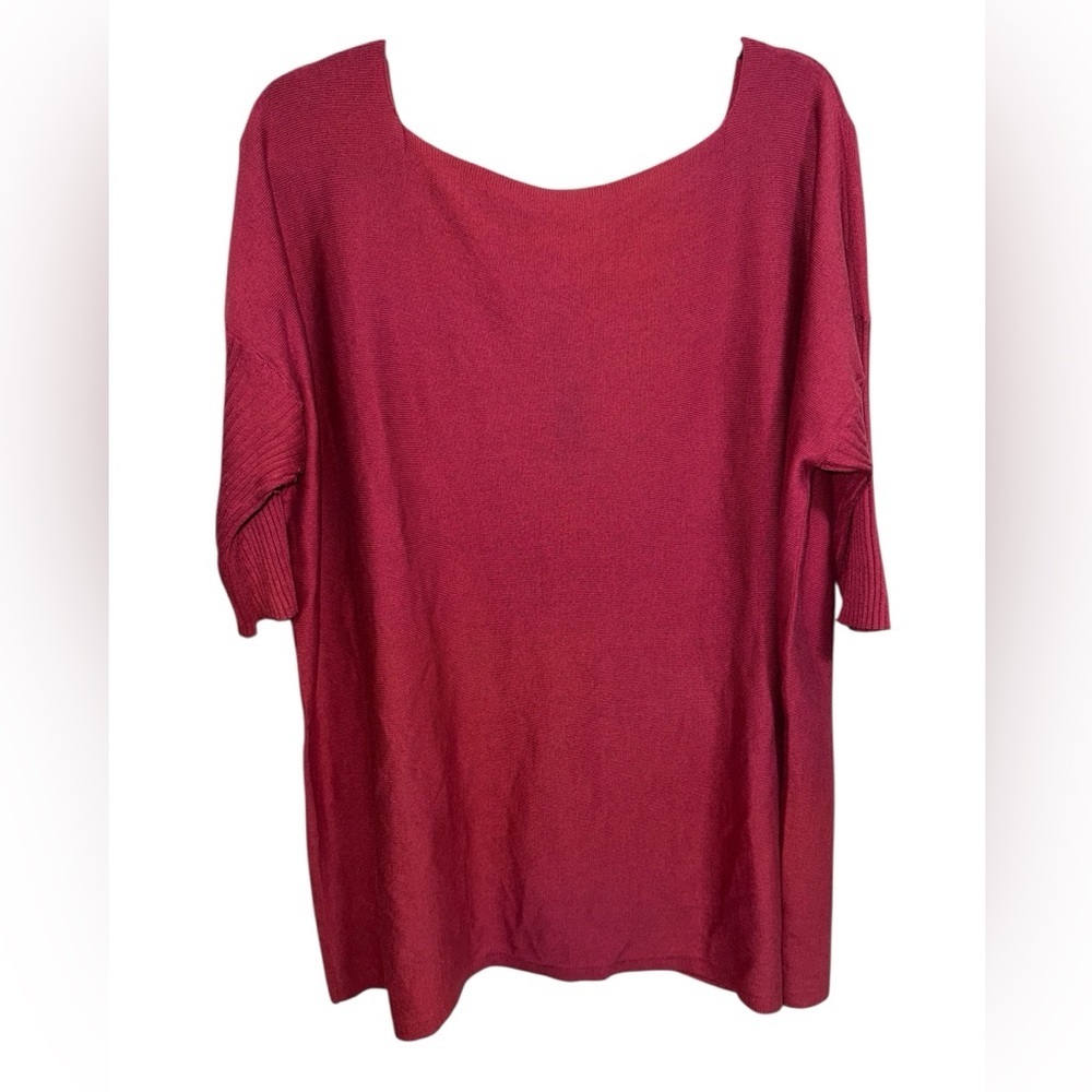 Peruvian Connection Oversized Pima Cotton Modal Knit Top XL Red Dolman Sleeve - Picture 2 of 11
